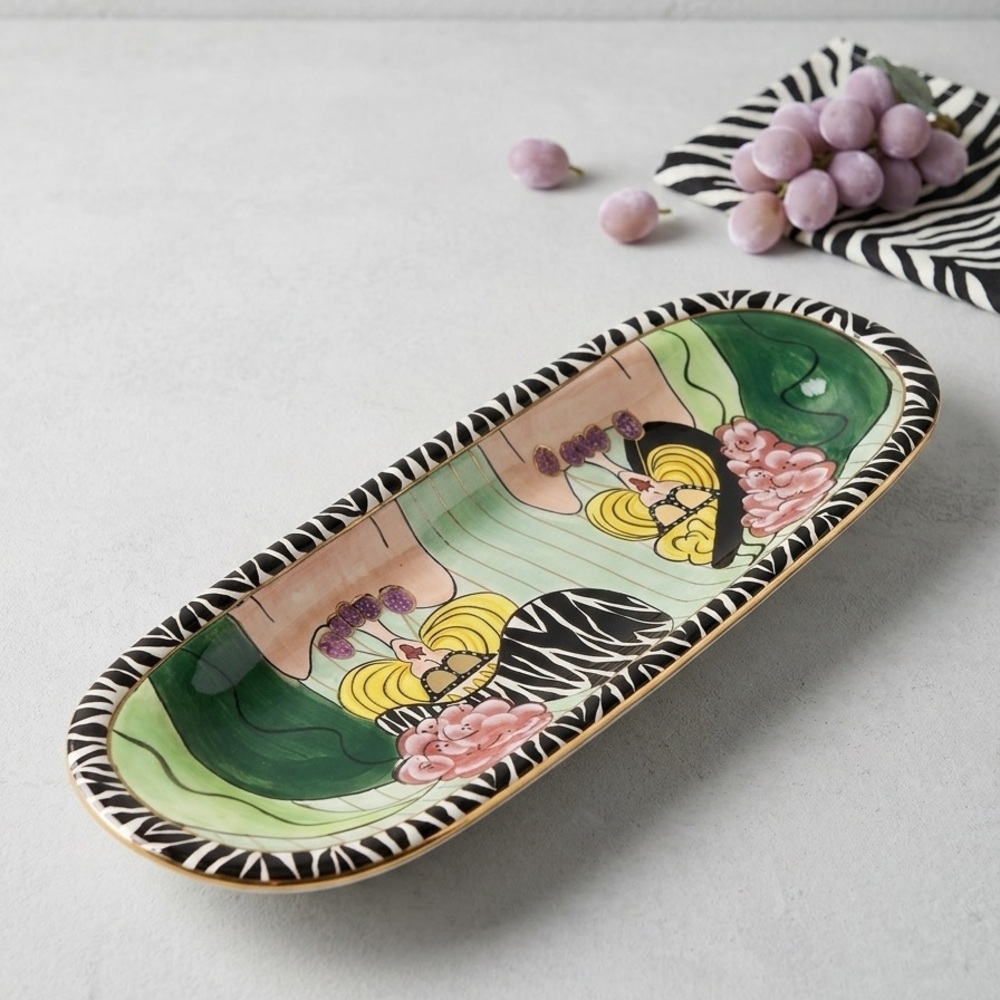SWAK Lynda Cornielle Aunt Gertie 18" Long Oval Plate Wall Hanging Hand-Paint EUC